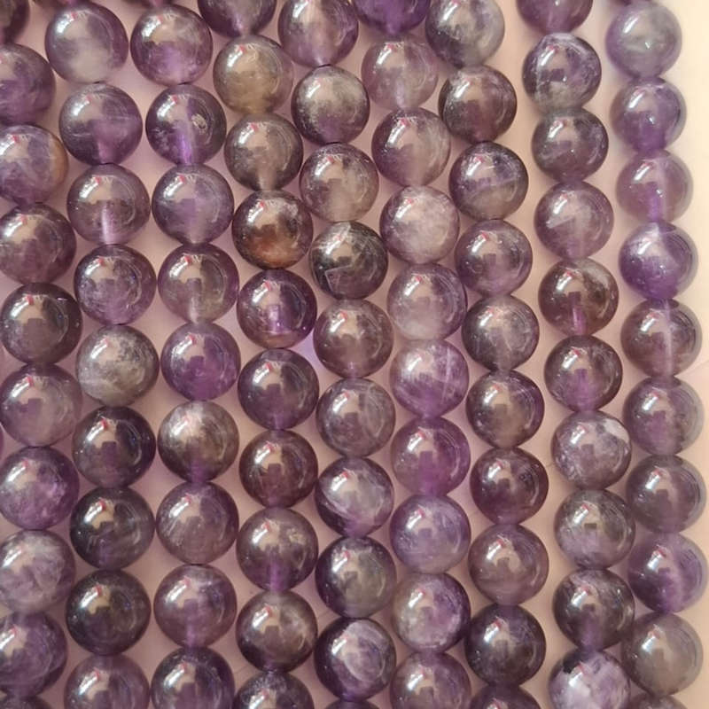 Variegated amethyst bead string, round,6.5mm, 40cm