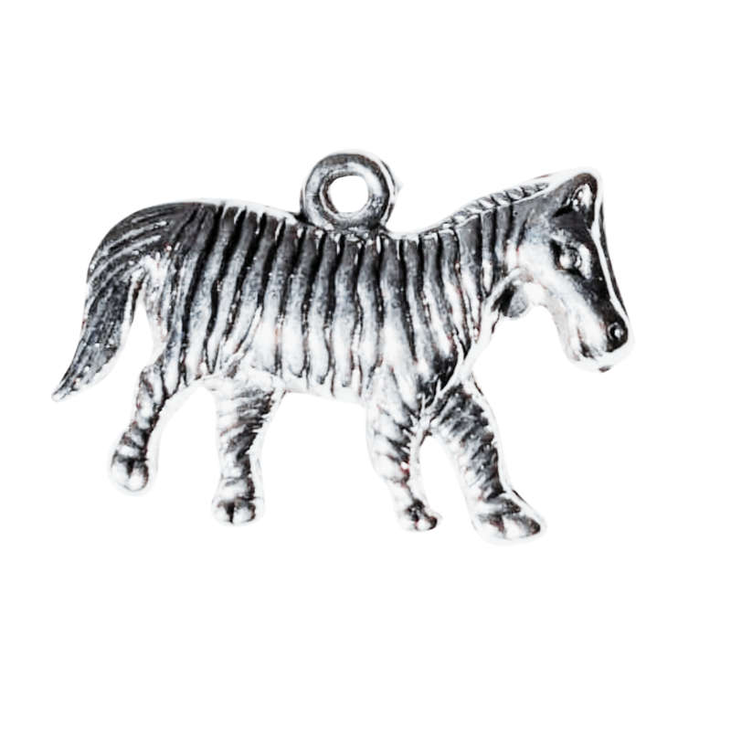 Full body Zebra charm, Base metal, 15 x 24mm