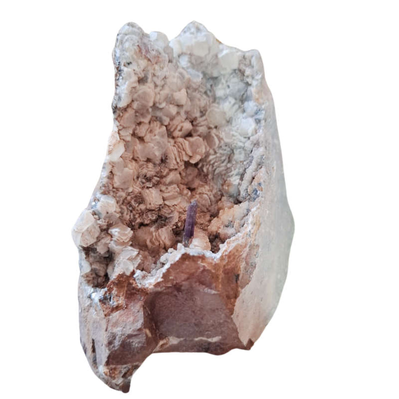 Amethyst with Calcite in a vug within Basalt matrix, Namibia, 8 x 13.5 x 7.2cm