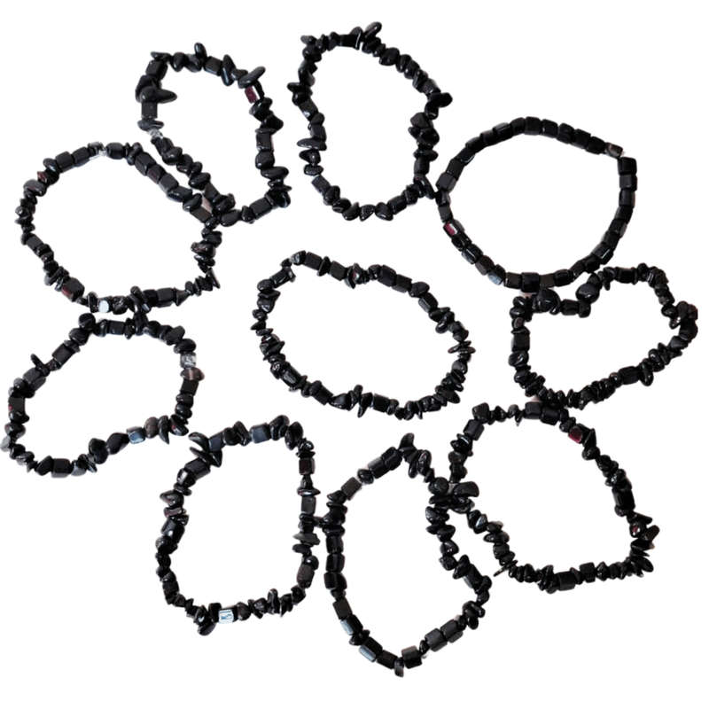 Obsidian chip bracelet, Stretchcord