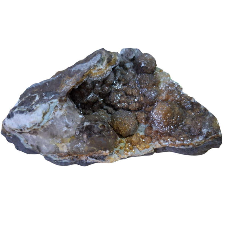 Amethyst with Calcite in a vug within Basalt matrix, Namibia, 5.3 x 14.4 x 8.4cm