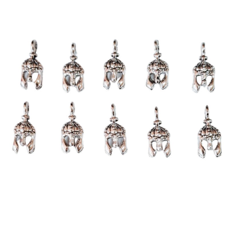 10 x Armour of God charm, helmet, nickel free, 14mm
