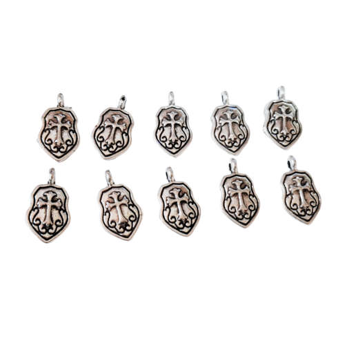 10 x Armour of God charm, shield, nickel free, 16mm