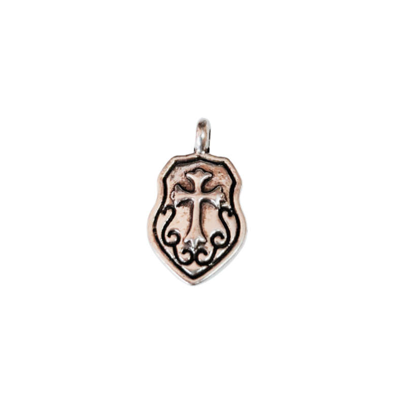 10 x Armour of God charm, shield, nickel free, 16mm