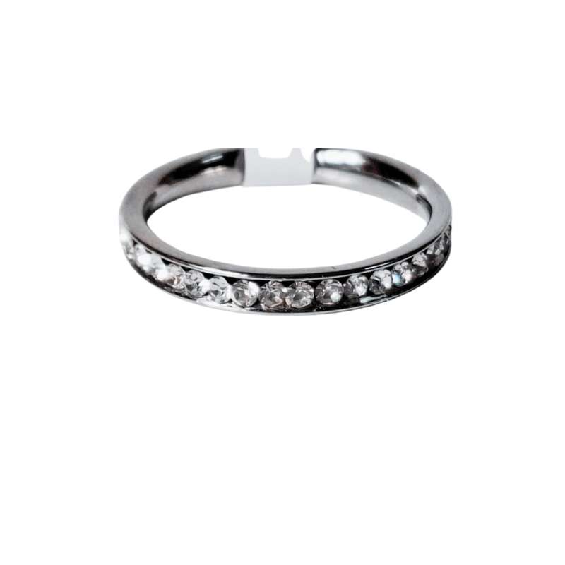 Single row of rhinestone ring, Stainless steel, assorted sizes