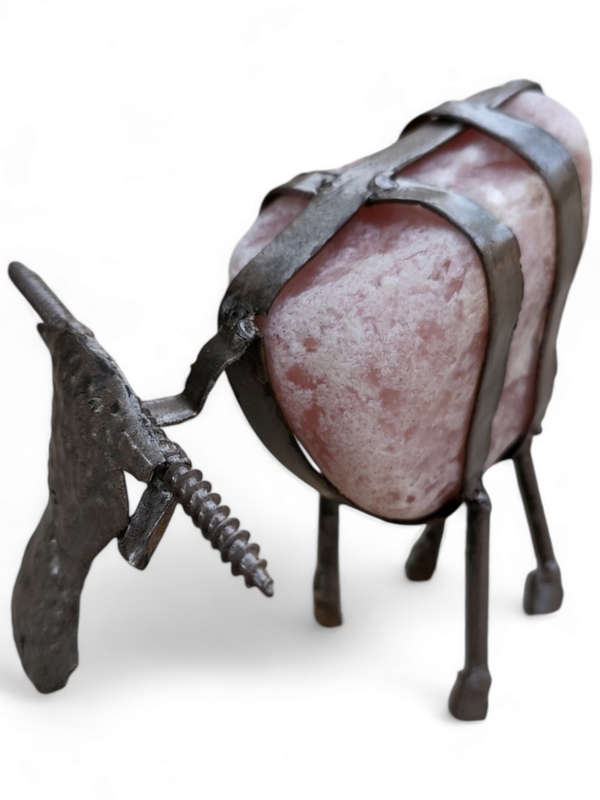 Metal and stone cow 14-16cm