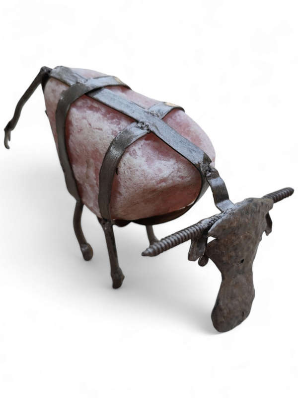 Metal and stone cow 14-16cm