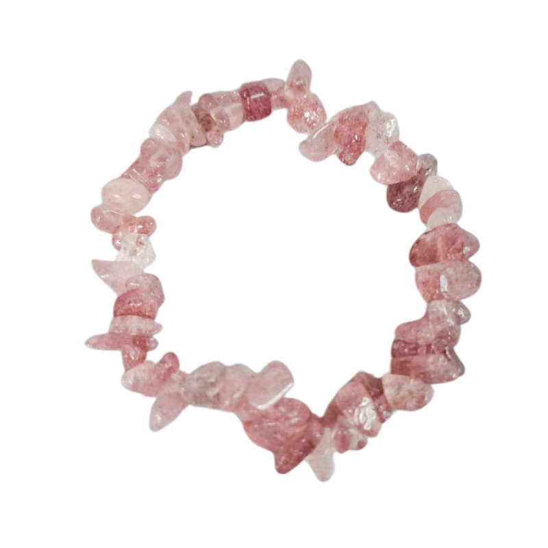 Strawberry quartz chip bracelet, Stretch cord