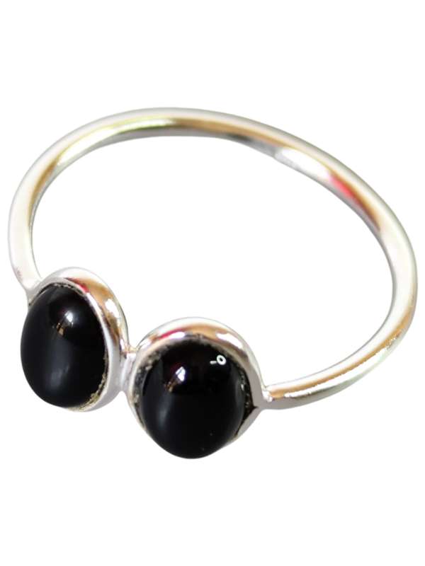 Obsidian ring in 925 silver, Oval, size 9