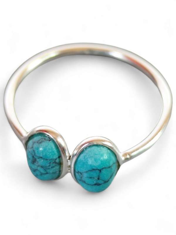 Turquoise ring in 925 silver, Oval, size 7