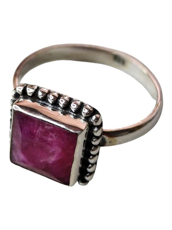 Ruby ring in 925 silver, Square, size 7