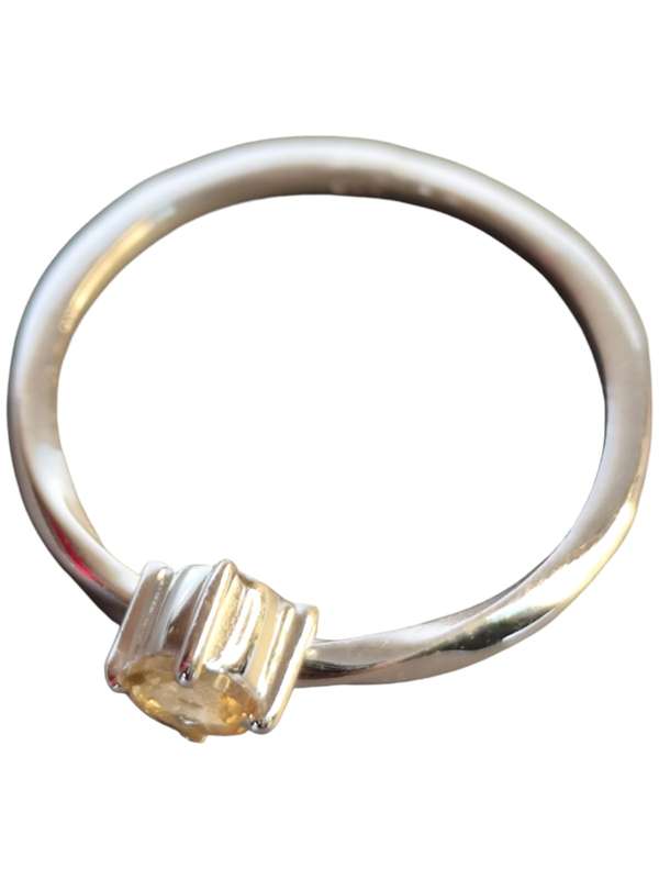 Citrine ring in 925 silver, Round brilliant cut, size 7