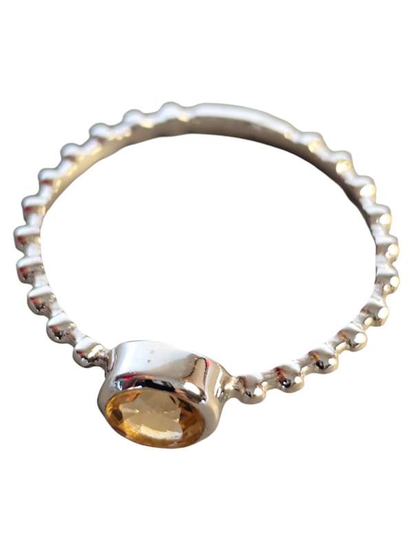 Golden Topaz ring in 925 silver, Round, size 7