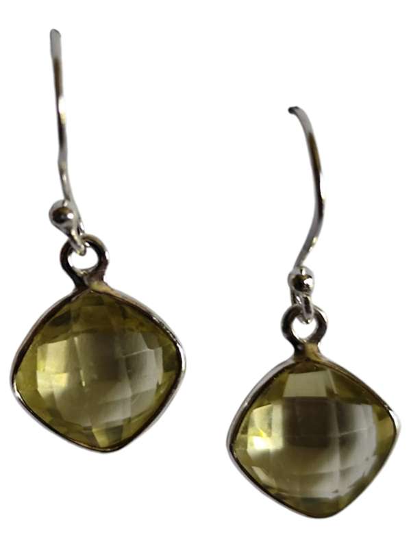 Citrine facet dangle earrings, 925 Silver