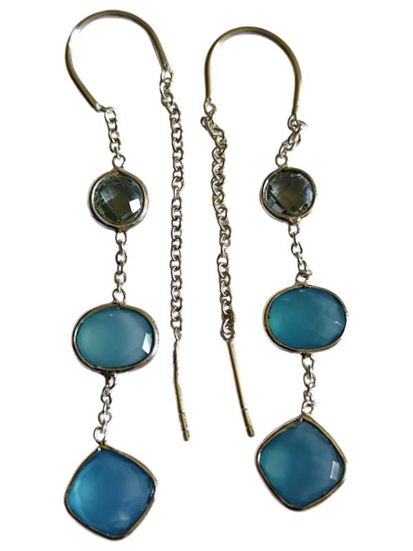 Assorted gemstone dangle earrings, 925 silver