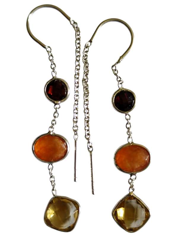 Assorted gemstone dangle earrings, 925 silver