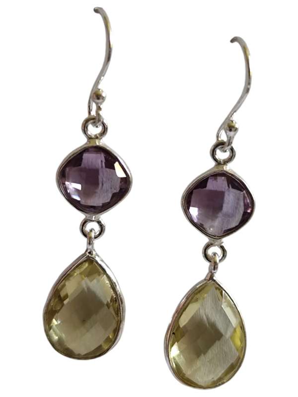 Assorted gemstone dangle earrings, 925 silver