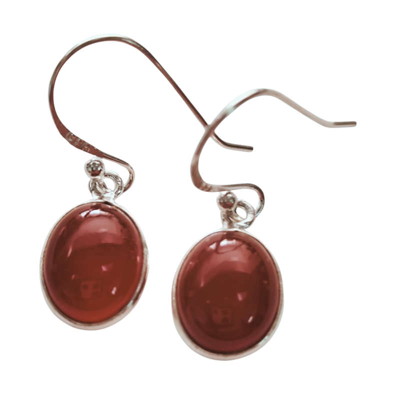 Drop earrings in 925 silver, Carnelian, 25mm incl. hook