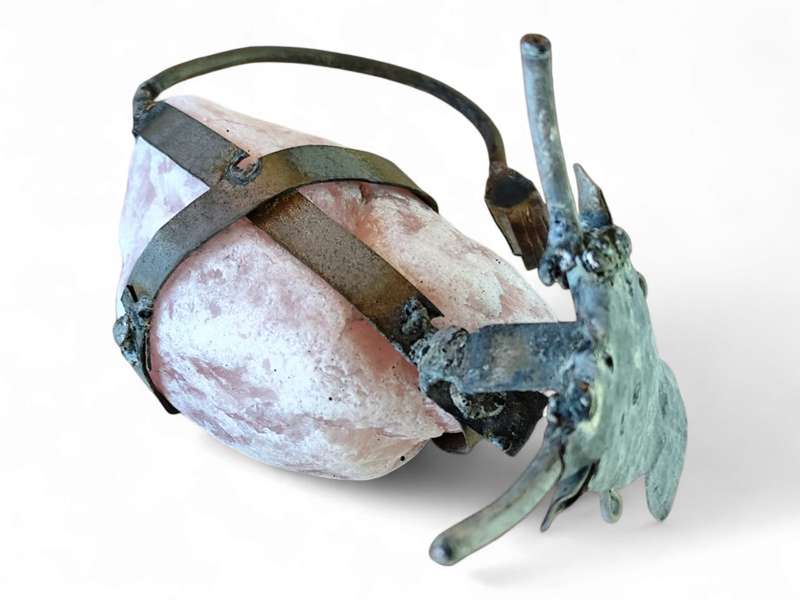 Metal and stone cow sitting 14-16cm