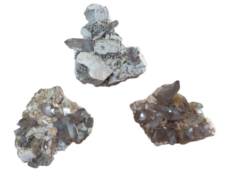 Smoky quartz and feldspar, Malawi 4-9cm