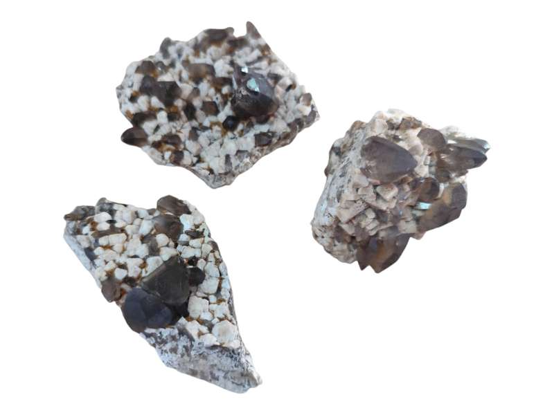 Smoky quartz and feldspar, Malawi 4-9cm