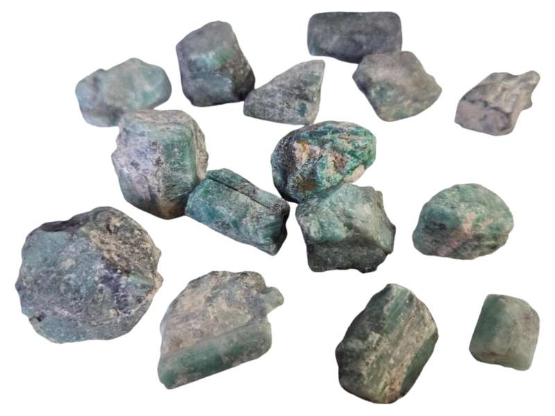 Rough Emerald with biotite mica,1.3-3.6cm, Sandawana in Zimbabwe