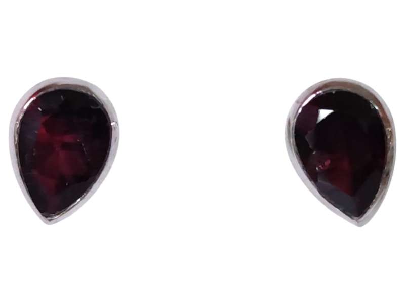 Garnet gemstone, 925 stud earrings with Pear cut, 0.6 x 0.9cm