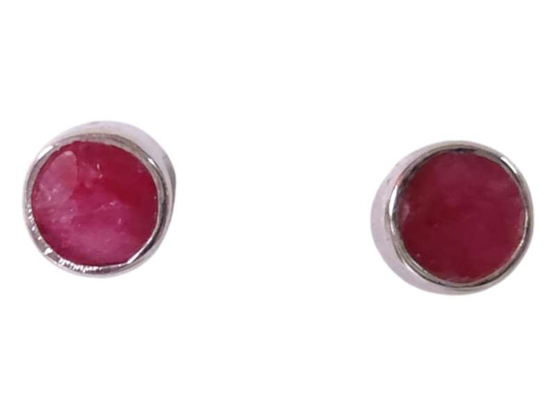 Ruby gemstone, 925 stud earrings with Round cut, 0.4cm