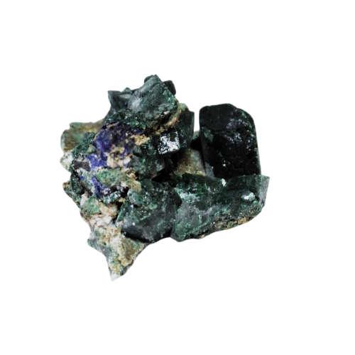 Malachite and Azurite pseudomorphosis, Tsumeb, 4 x 3.7 x 2.3cm