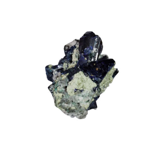 Azurite with small bits of Malachite and host rock, Tsumeb, 3.5 x 3.7 x 2.5cm