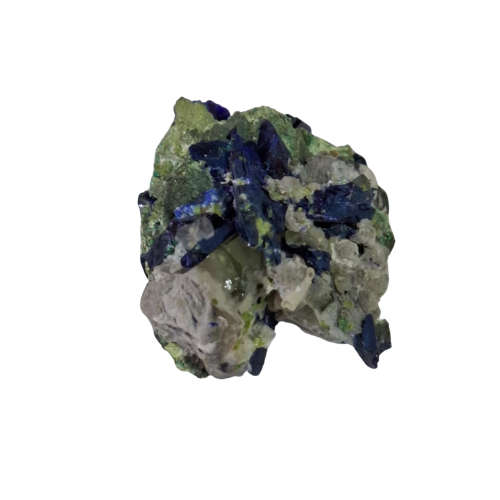 Azurite with small bits of Malachite and host rock, Tsumeb, 3.5 x 3.7 x 2.5cm