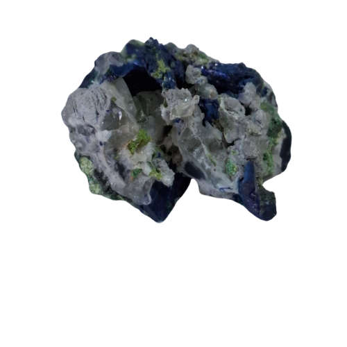 Azurite with small bits of Malachite and host rock, Tsumeb, 3.5 x 3.7 x 2.5cm