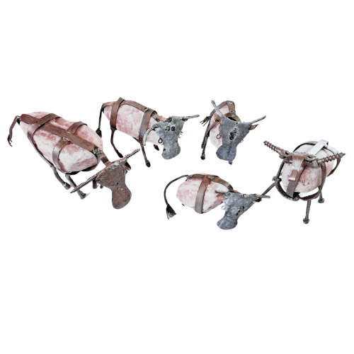 Metal and stone cow 14-16cm