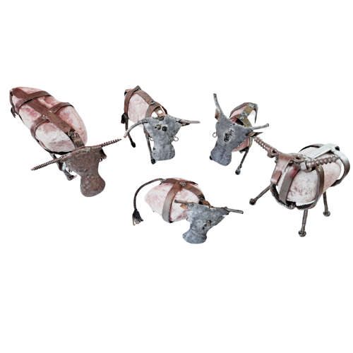 Metal and stone cow 14-16cm