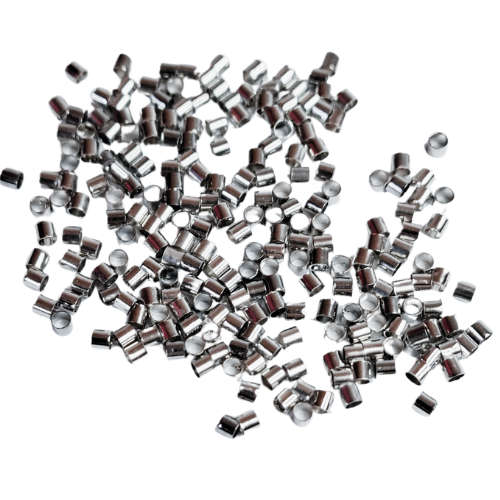 150 x Silver colour Tube shaped crimps, Base metal, 2 x 2mm