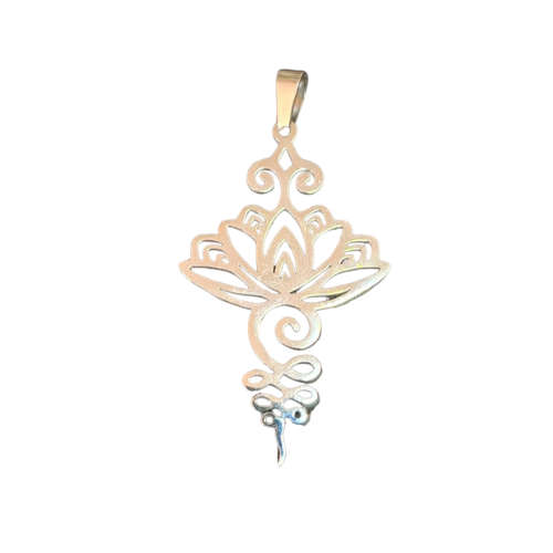 Unalome lotus Pendant, Stainless Steel, 5.2 x 2.7cm