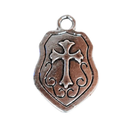 4x Armour of God charm, shield, nickel free, 23mm