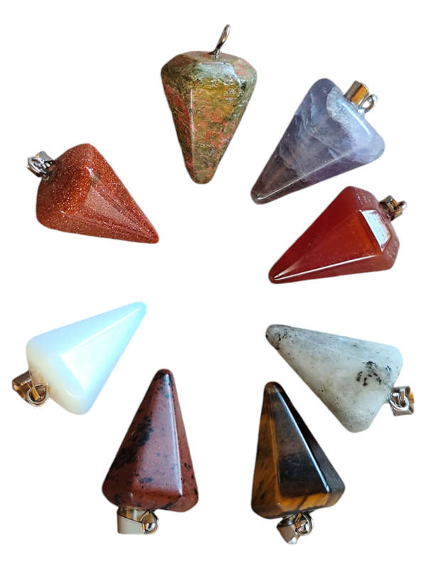 Assorted stone pendulum pendant, 34mm incl. bail