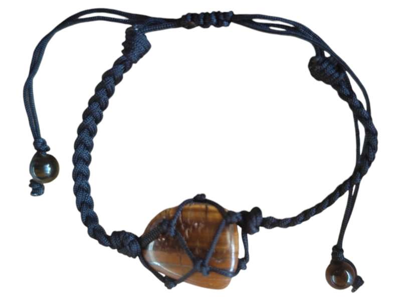 Woven tumble bracelet, Tiger Eye, adjustable