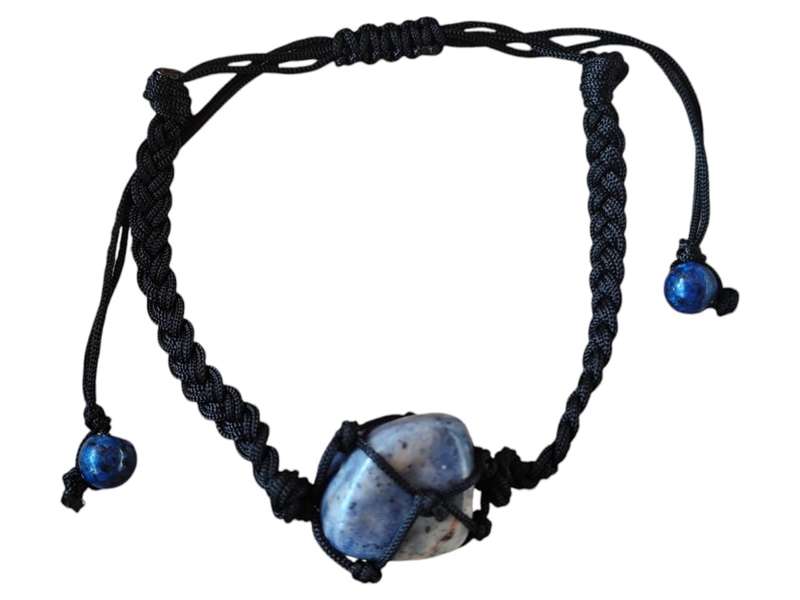 Woven tumble bracelet, Sodalite, adjustable
