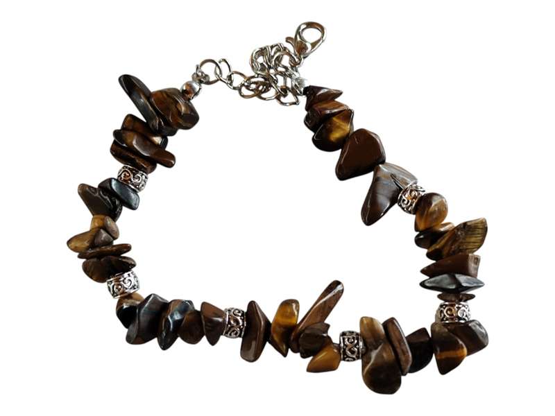Tiger Eye chip bracelet, extender chain and lobster clasp