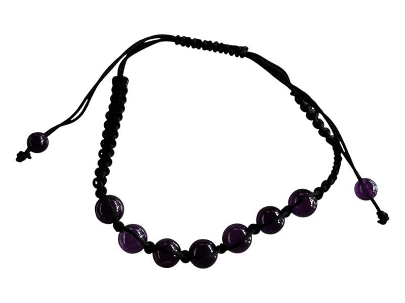 Woven bracelet, Amethyst 8mm, adjustable