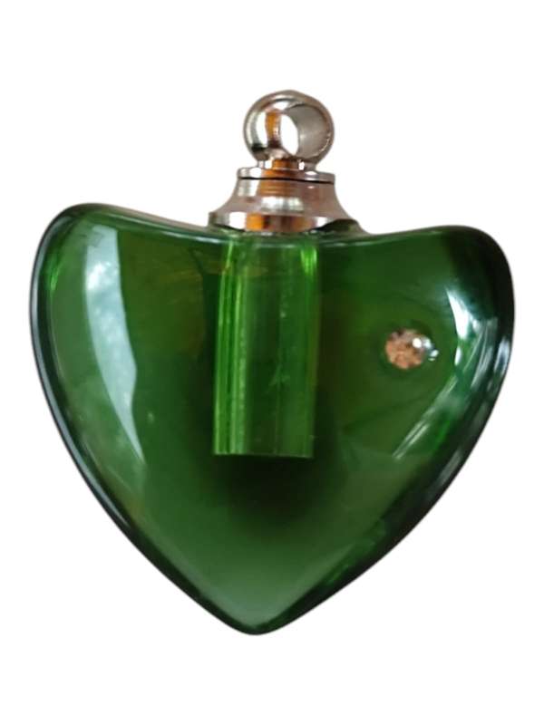 Glass vial pendant, Assorted, heart, 22 x 21mm
