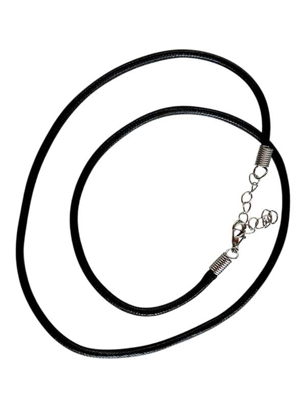 Black woven faux leather string w clasp, 3.2mm, 51cm