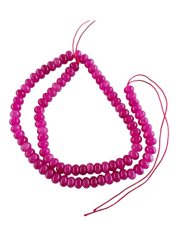 Magenta coloured Jadeite bead string, rondelle, 4 x 6.3mm, 39cm