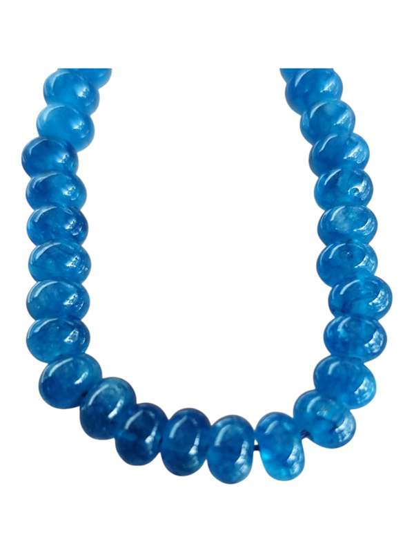 Caribbean blue coloured Jadeite bead string, rondelle, 4 x 6.3mm, 39cm