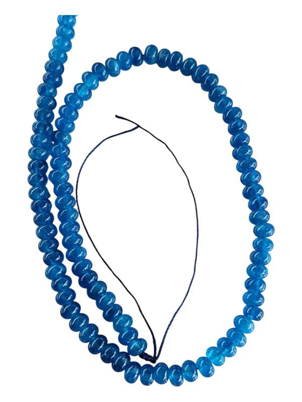 Caribbean blue coloured Jadeite bead string, rondelle, 4 x 6.3mm, 39cm