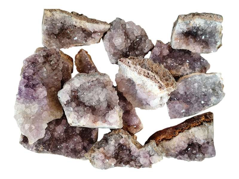 Goethite included Amethyst drusy cluster, Mozambique, 2.5-13cm tall