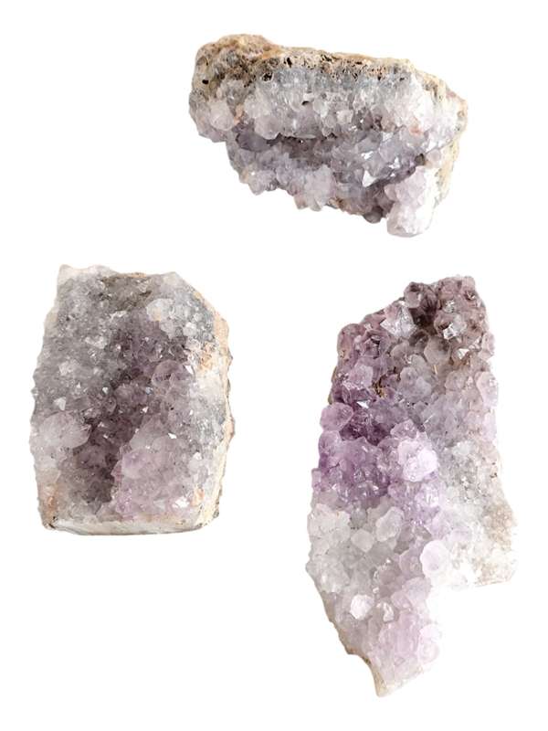 Goethite included Amethyst drusy cluster, Mozambique, 2.5-13cm tall
