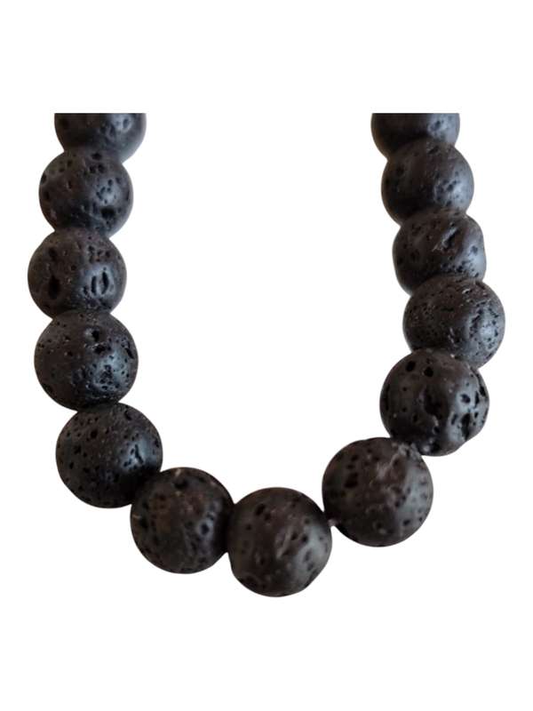Black Lava bead string, 8mm, round, 40cm